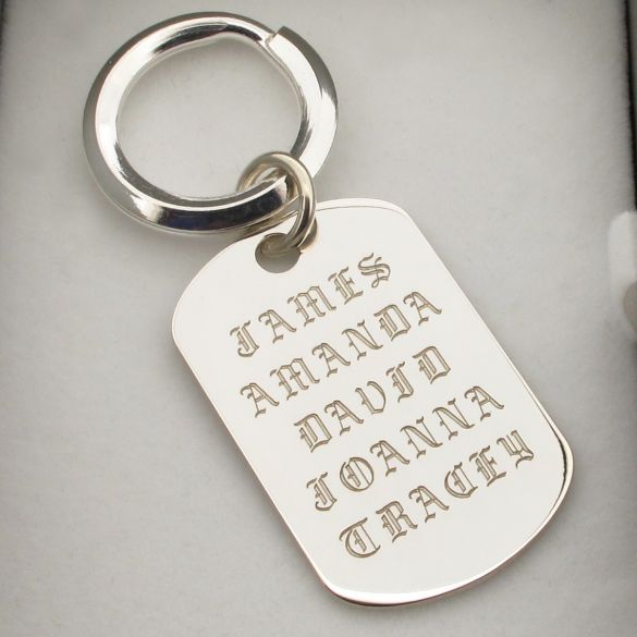 Sterling Silver Personalised Old English Keyring With Optional Engraving - Keyring - Love Silver Jewellery