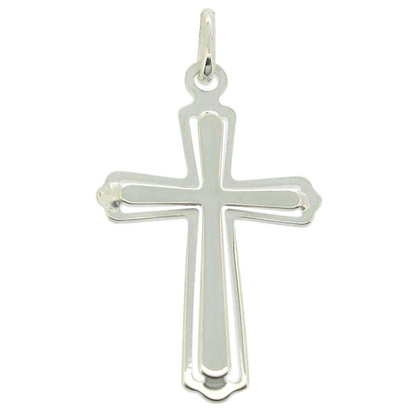Sterling Silver Layered Cross Pendant With Optional Chain - Love Silver Jewellery