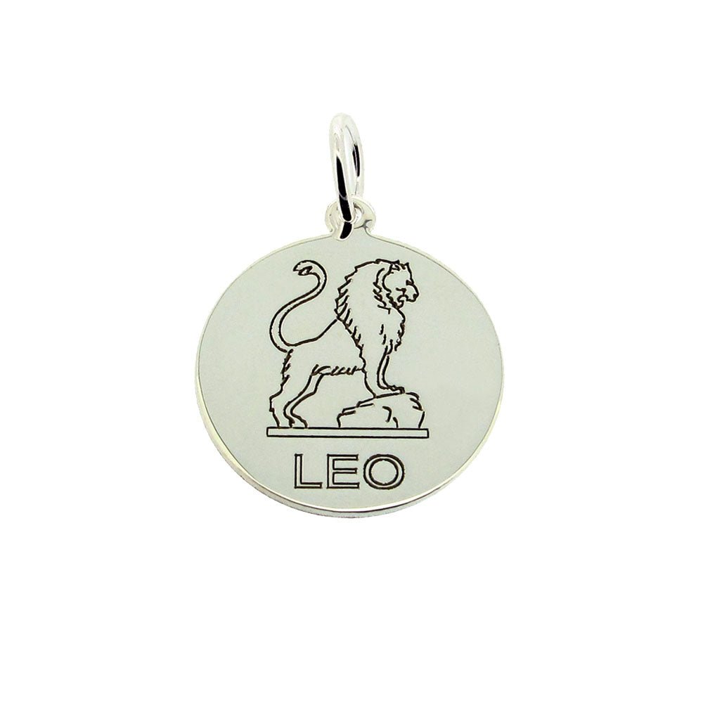 Sterling Silver 20mm Round Zodiac Pendant Necklace With Optional Engraving - Love Silver Jewellery