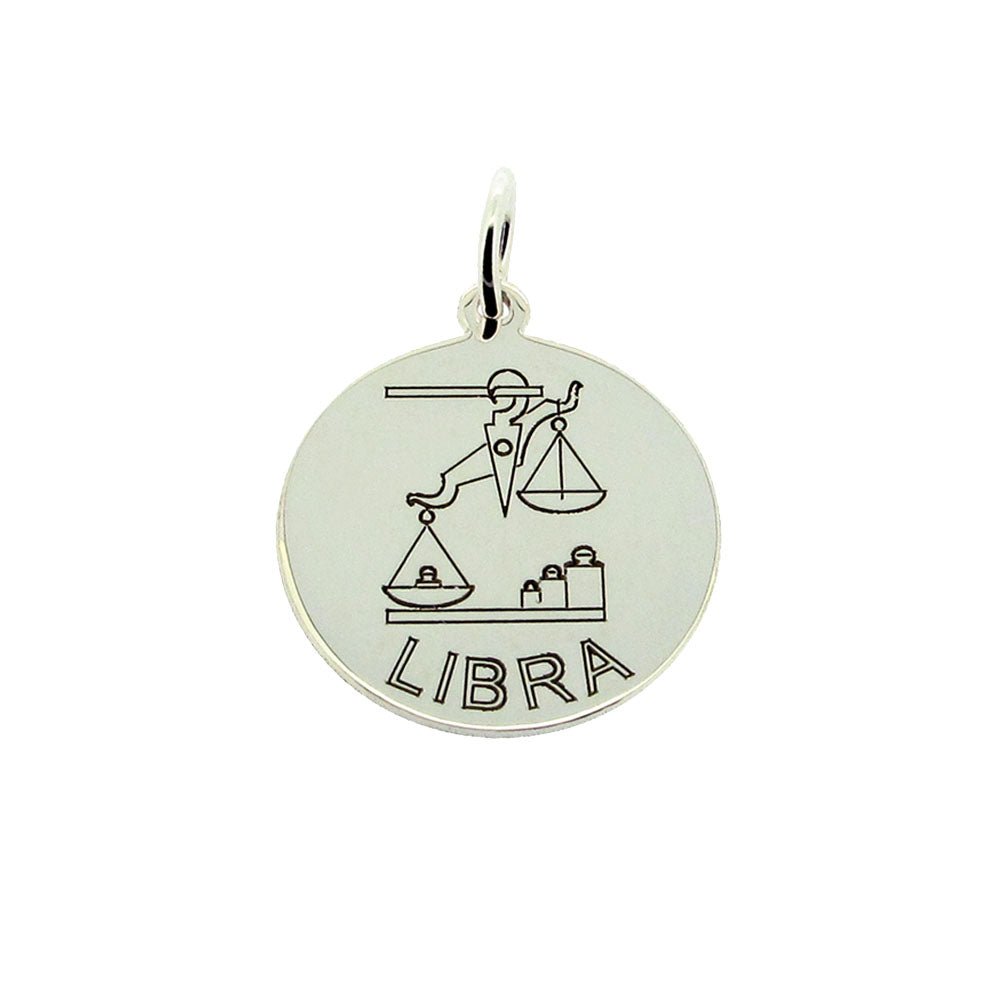 Sterling Silver 20mm Round Zodiac Pendant Necklace With Optional Engraving - Love Silver Jewellery