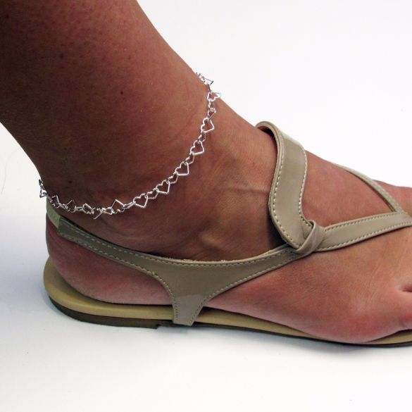 Sterling Silver Heart Link Anklet