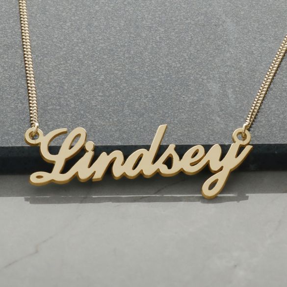 9ct Yellow Gold Plated Carrie Style Personalised Name Necklace (Sex & The City) - Love Silver Jewellery
