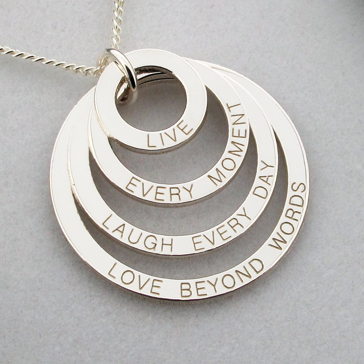 Sterling Silver Four Disc Family Pendant Necklace - Love Silver Jewellery