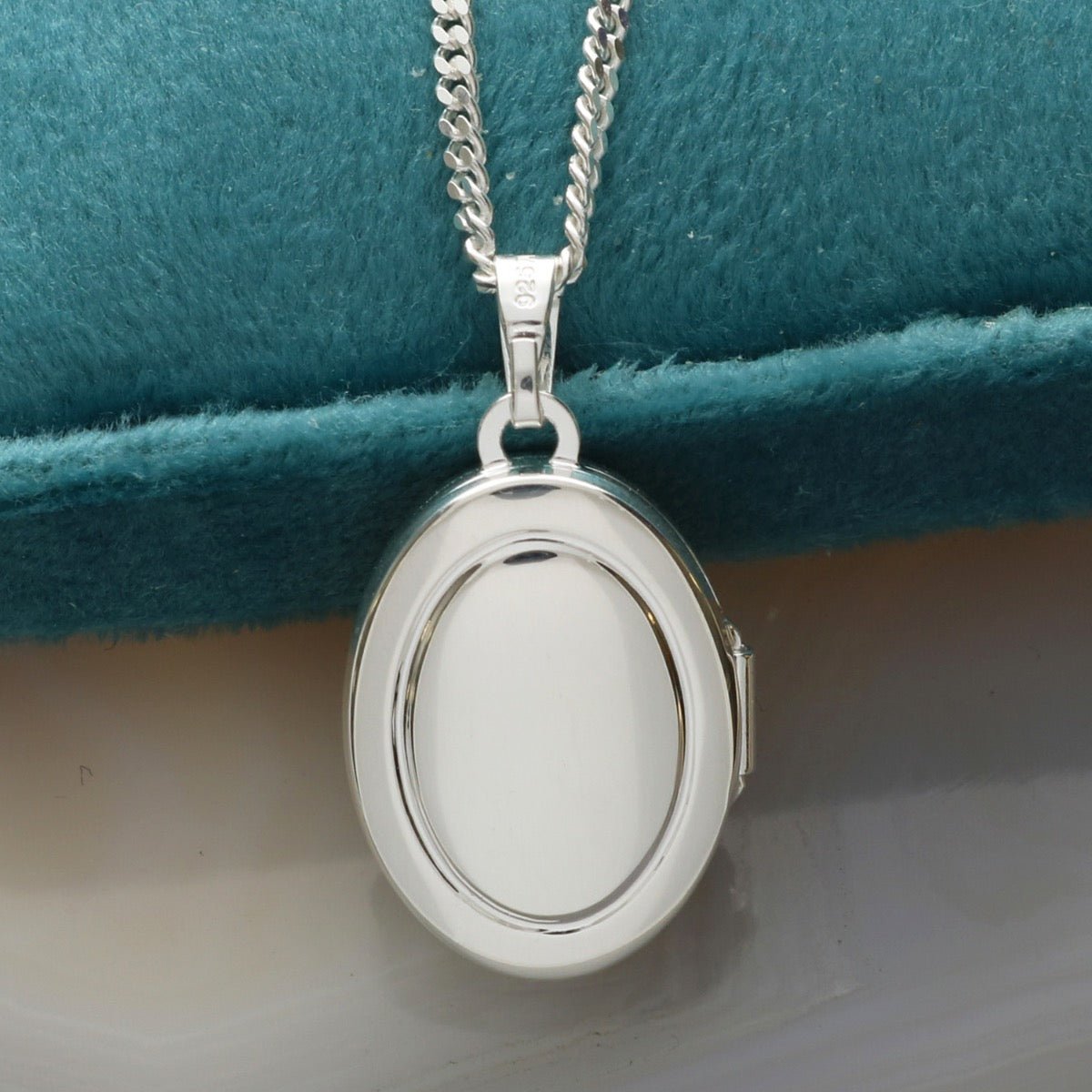 Sterling Silver Beaded Edge Oval Locket with Optional Engraving & Chain - Love Silver Jewellery