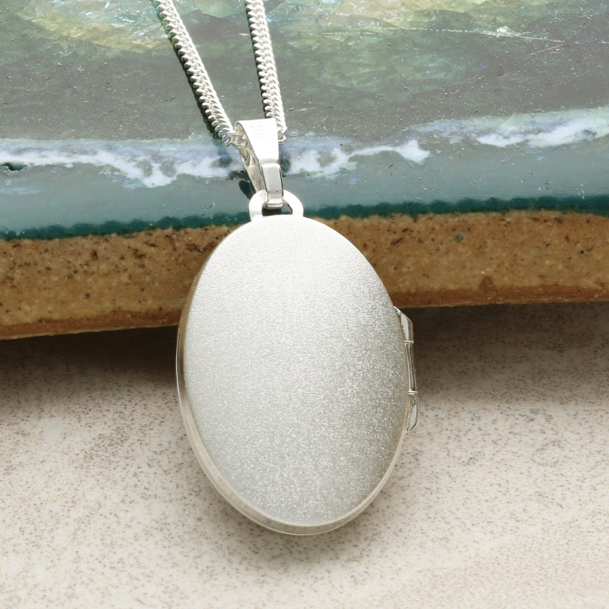 Sterling Silver Oval Locket Set With CZ Crystals, Optional Engraving & Chain