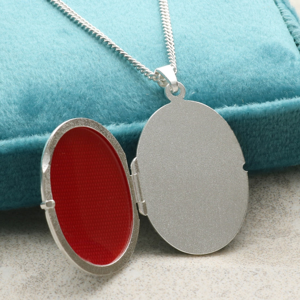 Sterling Silver Oval Floral Locket With Optional Engraving & Chain