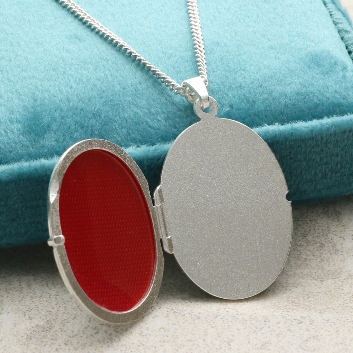 Sterling Silver Oval Floral Locket With Optional Engraving & Chain - Love Silver Jewellery