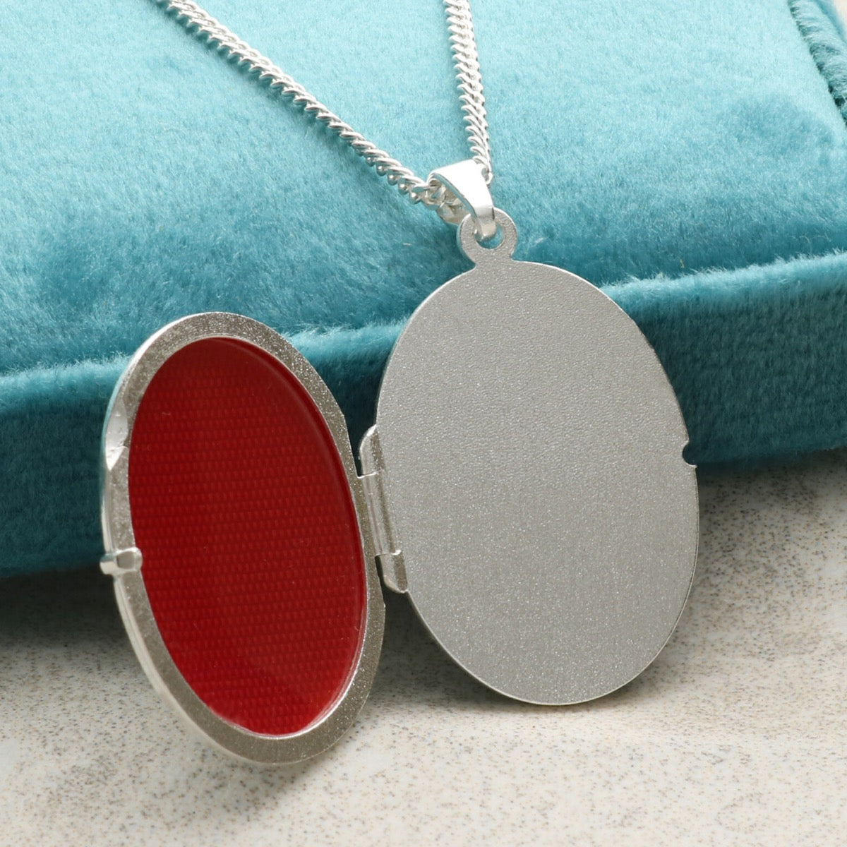Sterling Silver Satin Oval Flower Locket With Optional Engraving & Chain