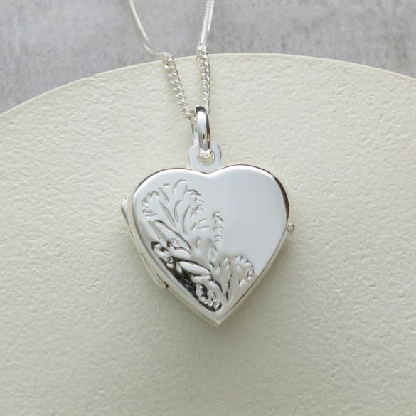Sterling Silver Pattern Set Heart Locket With Optional Engraving - Love Silver Jewellery