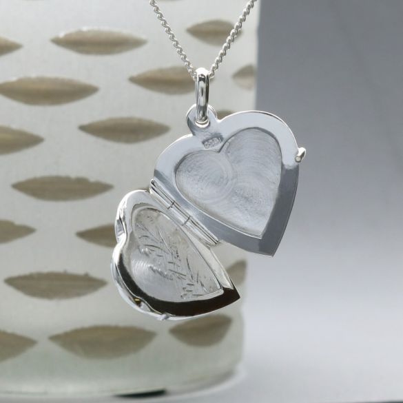 Sterling Silver Pattern Set Heart Locket With Optional Engraving