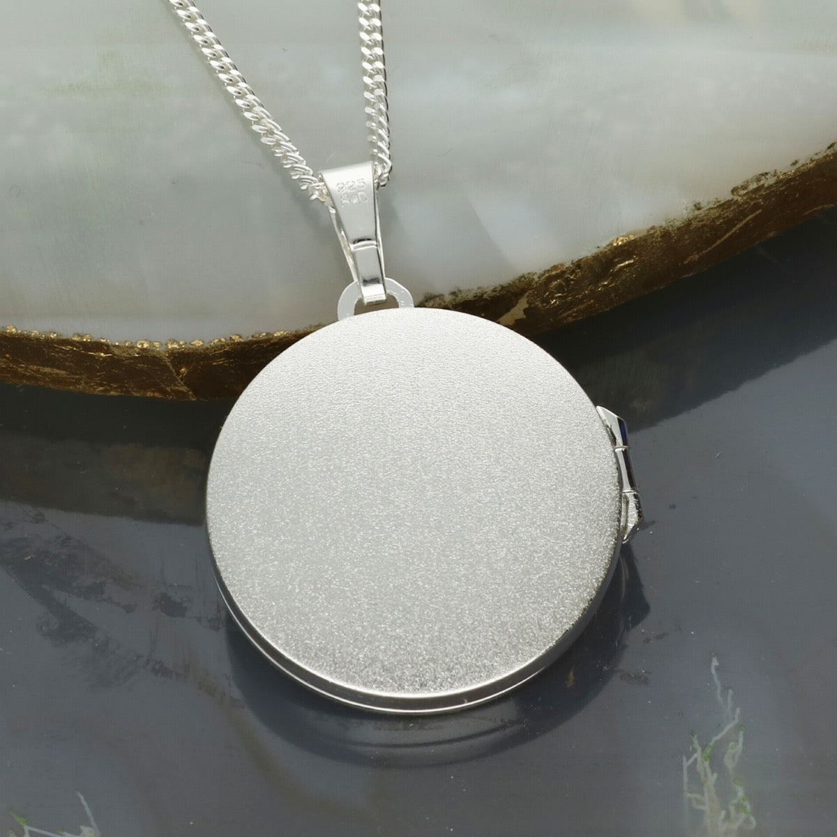 Sterling Silver Geo Circles Round Patterned Locket With Optional Engraving & Chain