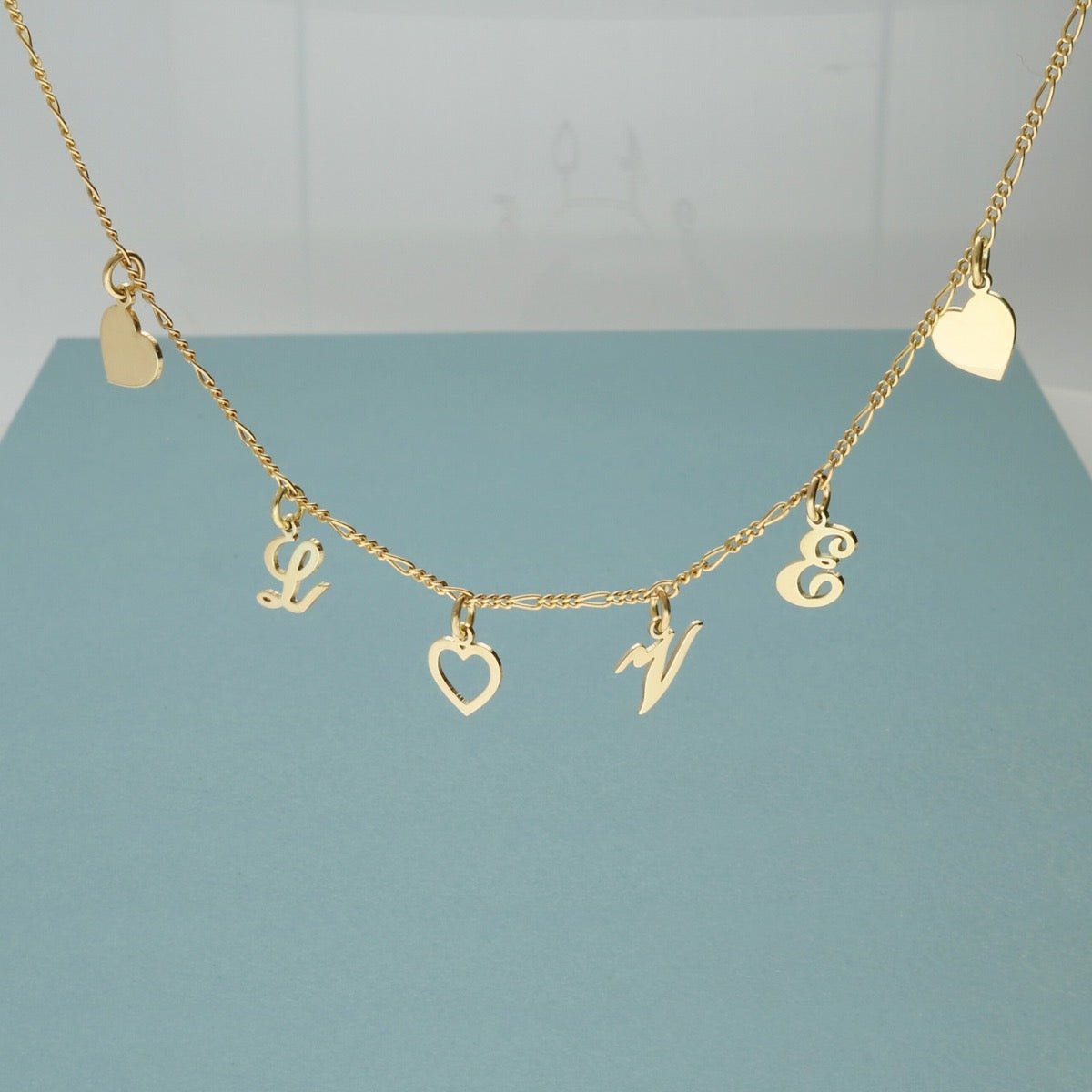 9ct Yellow Gold Plated Love Charm Necklace - Love Silver Jewellery