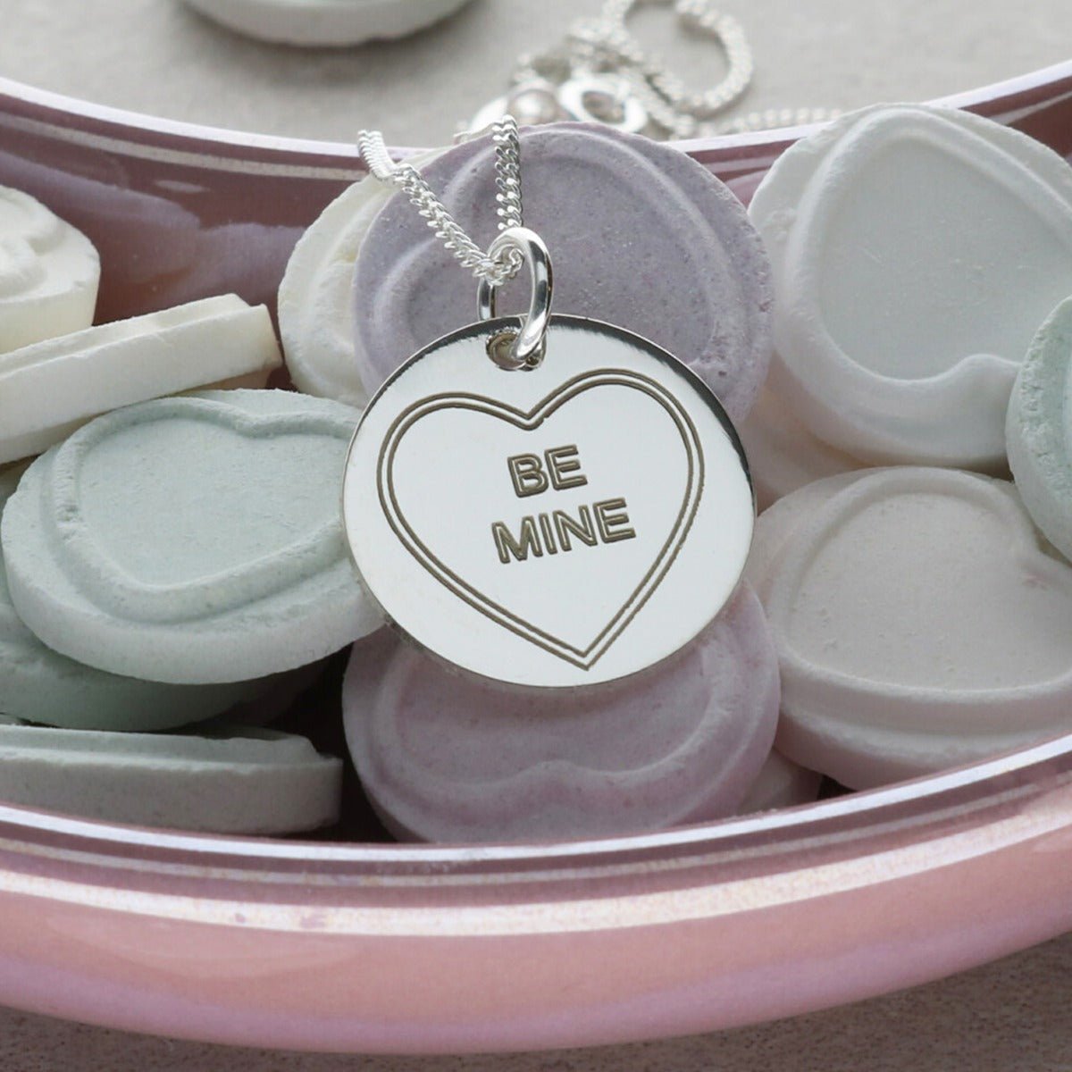 Sterling Silver Personalised Love Heart Disc Pendant With Chain & Optional Back Engraving - Love Silver Jewellery