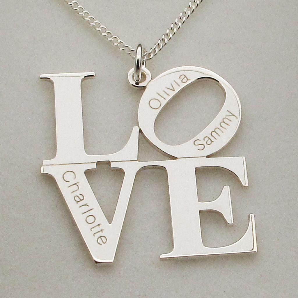 Sterling Silver LOVE Pendant With Optional Personalisation