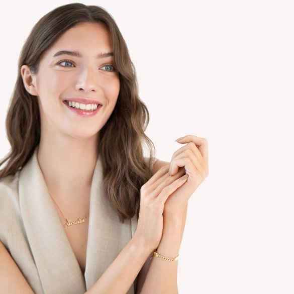 9ct Yellow Gold Plated Carrie Style Personalised Name Necklace (Sex & The City) - Love Silver Jewellery