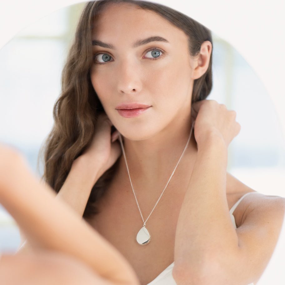Sterling Silver Tear Drop Locket With Optional Free Engraving - Love Silver Jewellery