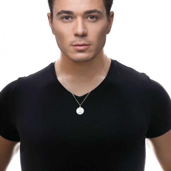 Sterling Silver Personalised Round St Christopher With Travellers Prayer & Optional Engraving - Love Silver Jewellery