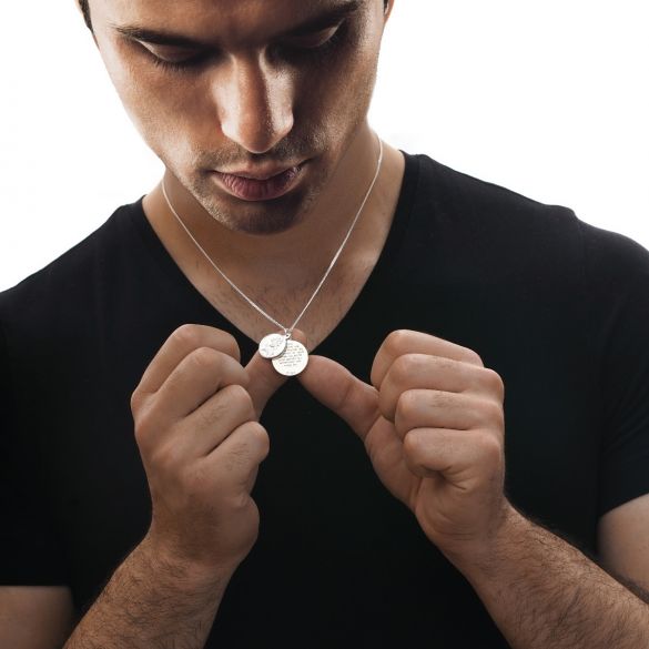 Sterling Silver Personalised Round St Christopher With Travellers Prayer & Optional Engraving - Love Silver Jewellery