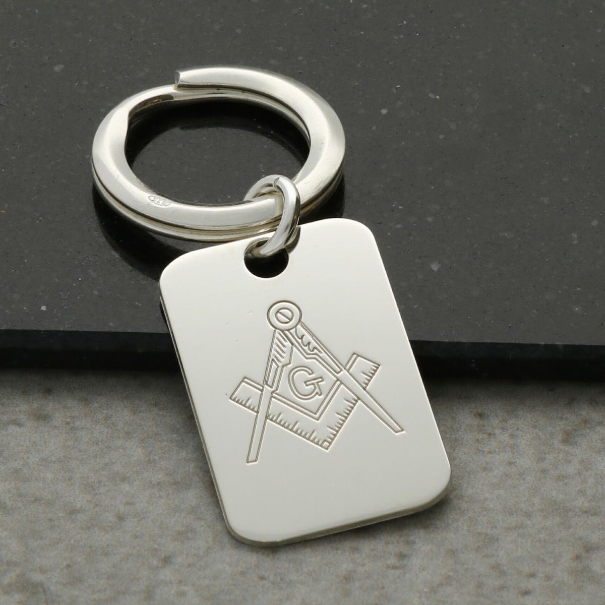 Sterling Silver Masonic Keyring With Engraving - Keyring - Love Silver Jewellery