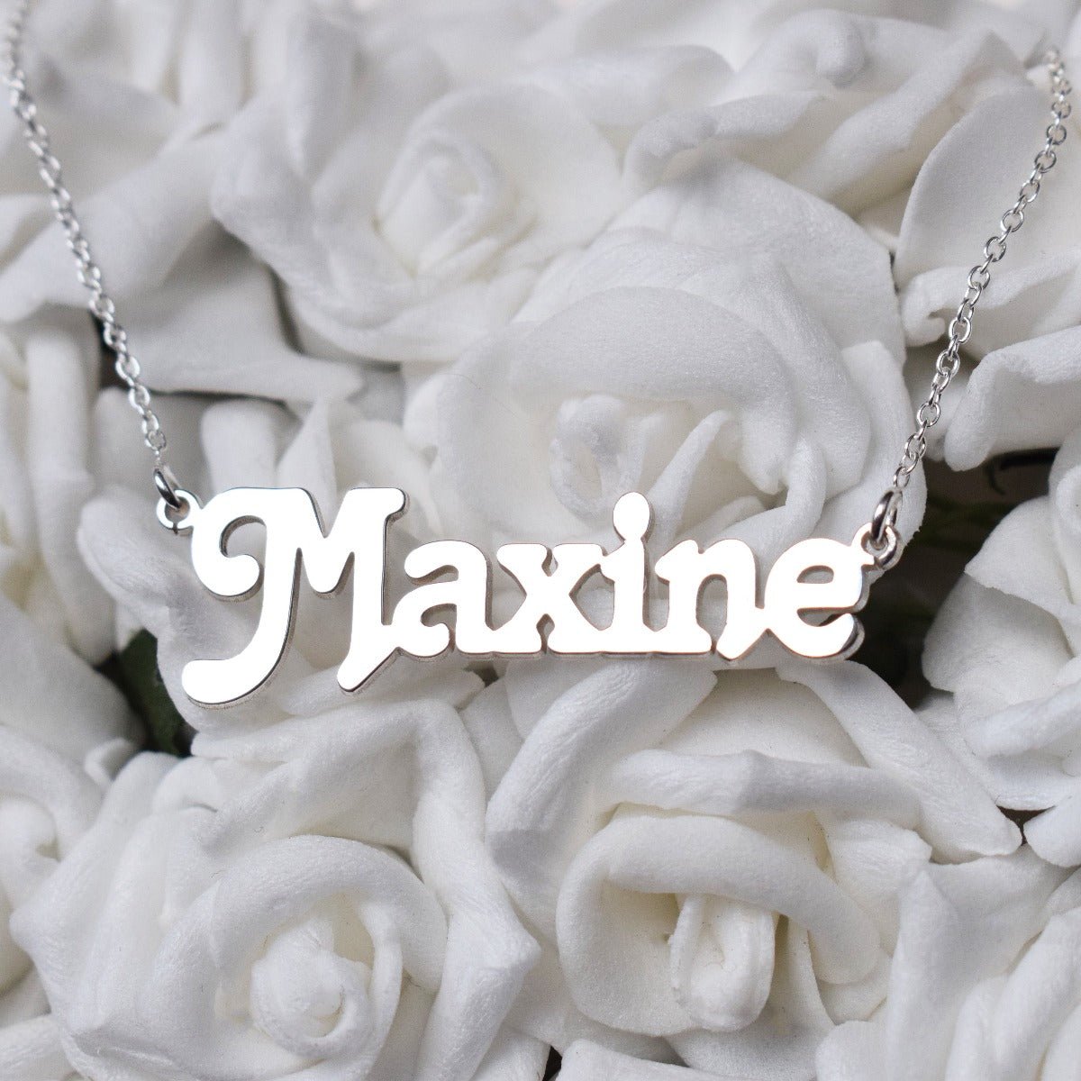 9ct White Gold Terra Style Personalised Name Necklace - Love Silver Jewellery