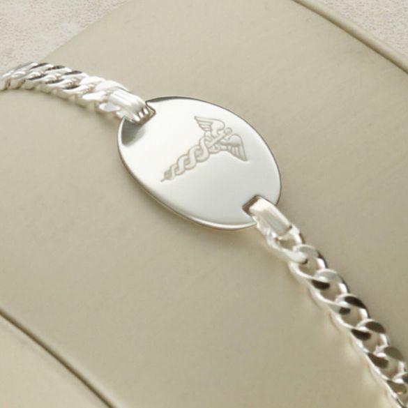 Sterling Silver Ladies Medic ID Bracelet With Free Engraving - Love Silver Jewellery