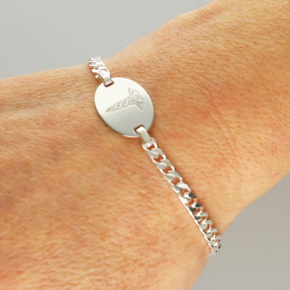 Sterling Silver Ladies Medic ID Bracelet With Free Engraving - Love Silver Jewellery