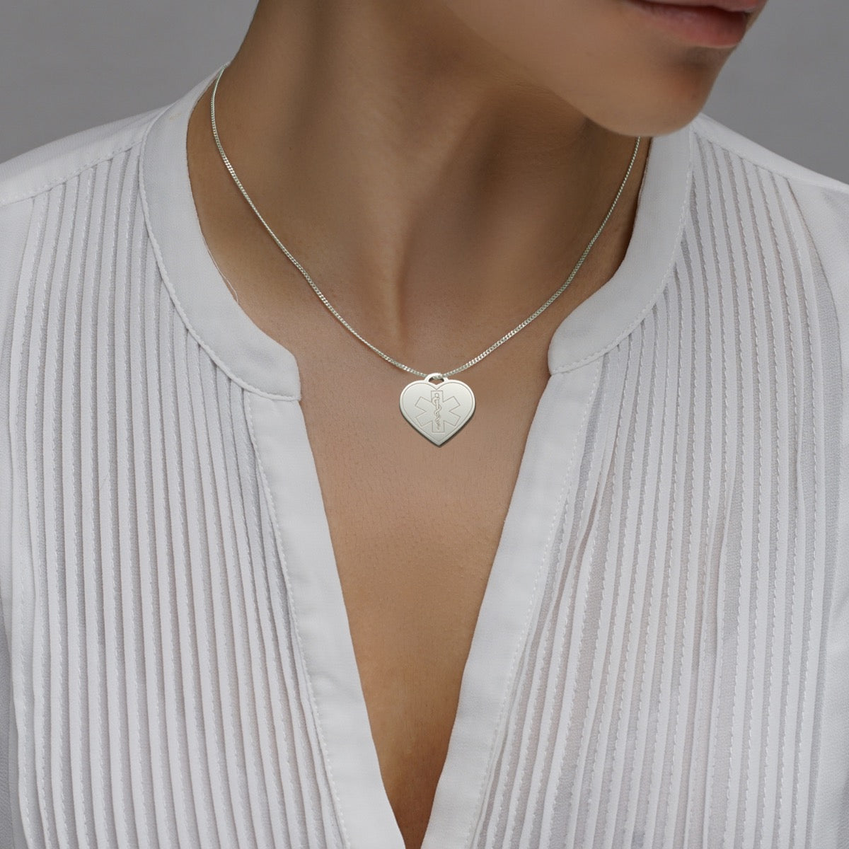 Sterling Silver Medic Aware Heart Pendant & Optional Chain