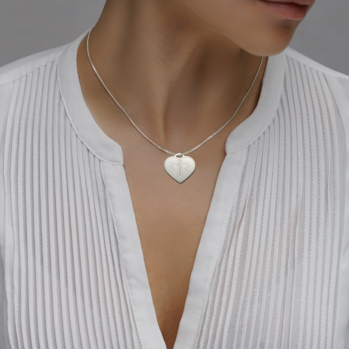Sterling Silver Medic Aware Heart Pendant & Optional Chain - Love Silver Jewellery