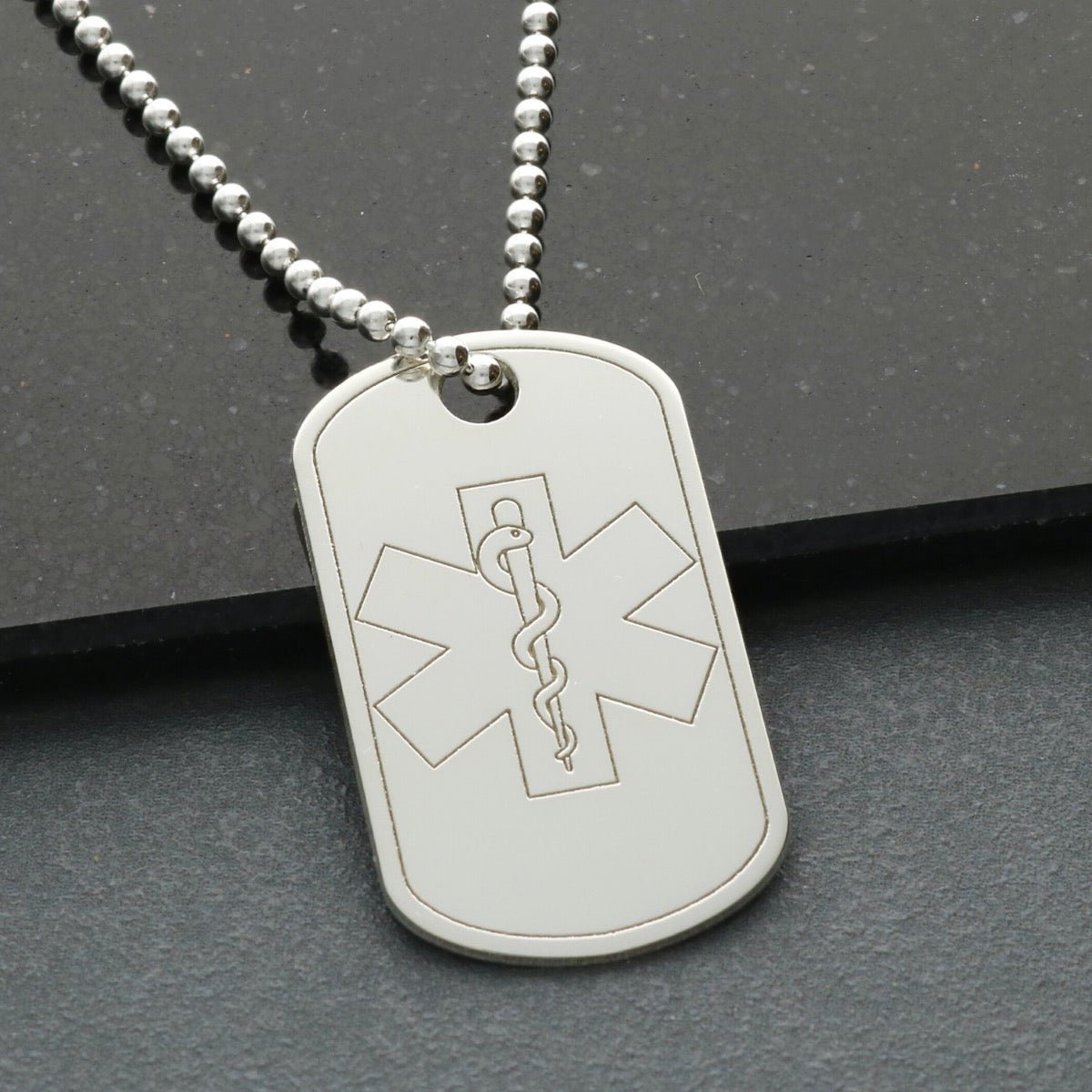 Sterling Silver Medical Alert Snake Large Dog Tag With Engraving - Love Silver Jewellery
