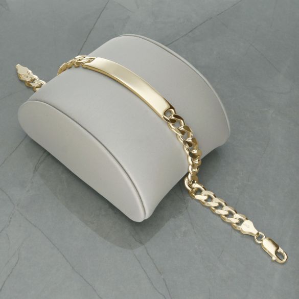 9ct Yellow Gold Mens Curb ID Bracelet With Optional Engraving - Love Silver Jewellery