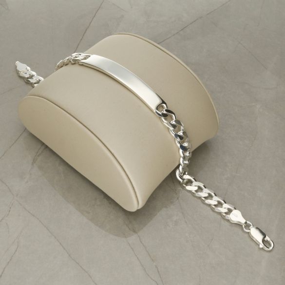 Sterling Silver 22 Gram Mens Curb ID Bracelet With Optional Engraving - Love Silver Jewellery
