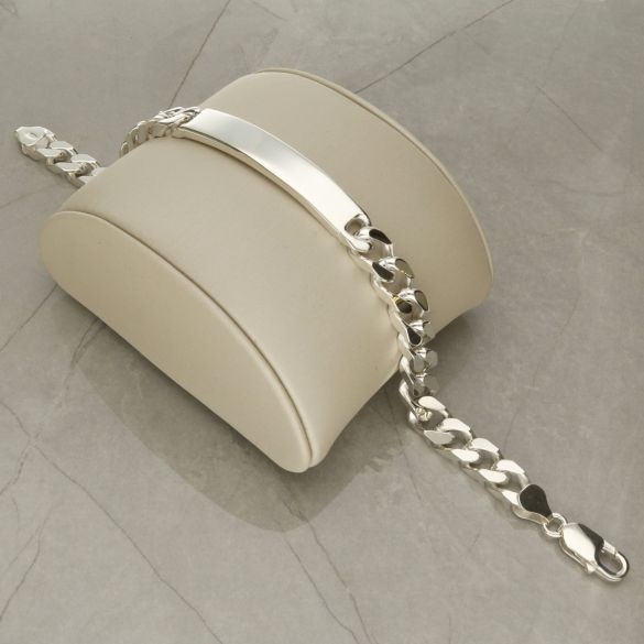 Sterling Silver 30 Gram Mens Heavy Curb ID Bracelet With Optional Engraving - Love Silver Jewellery