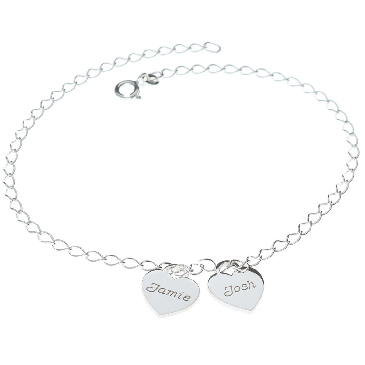 Sterling Silver Mini Personalised Hearts Bracelet - Love Silver Jewellery