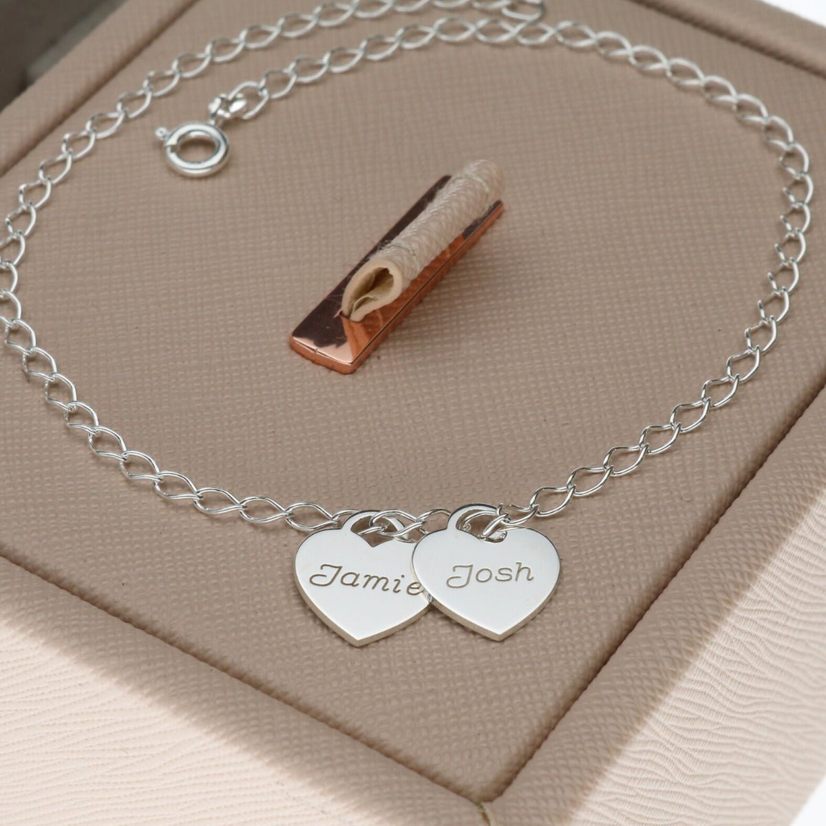 Sterling Silver Mini Personalised Hearts Bracelet - Love Silver Jewellery