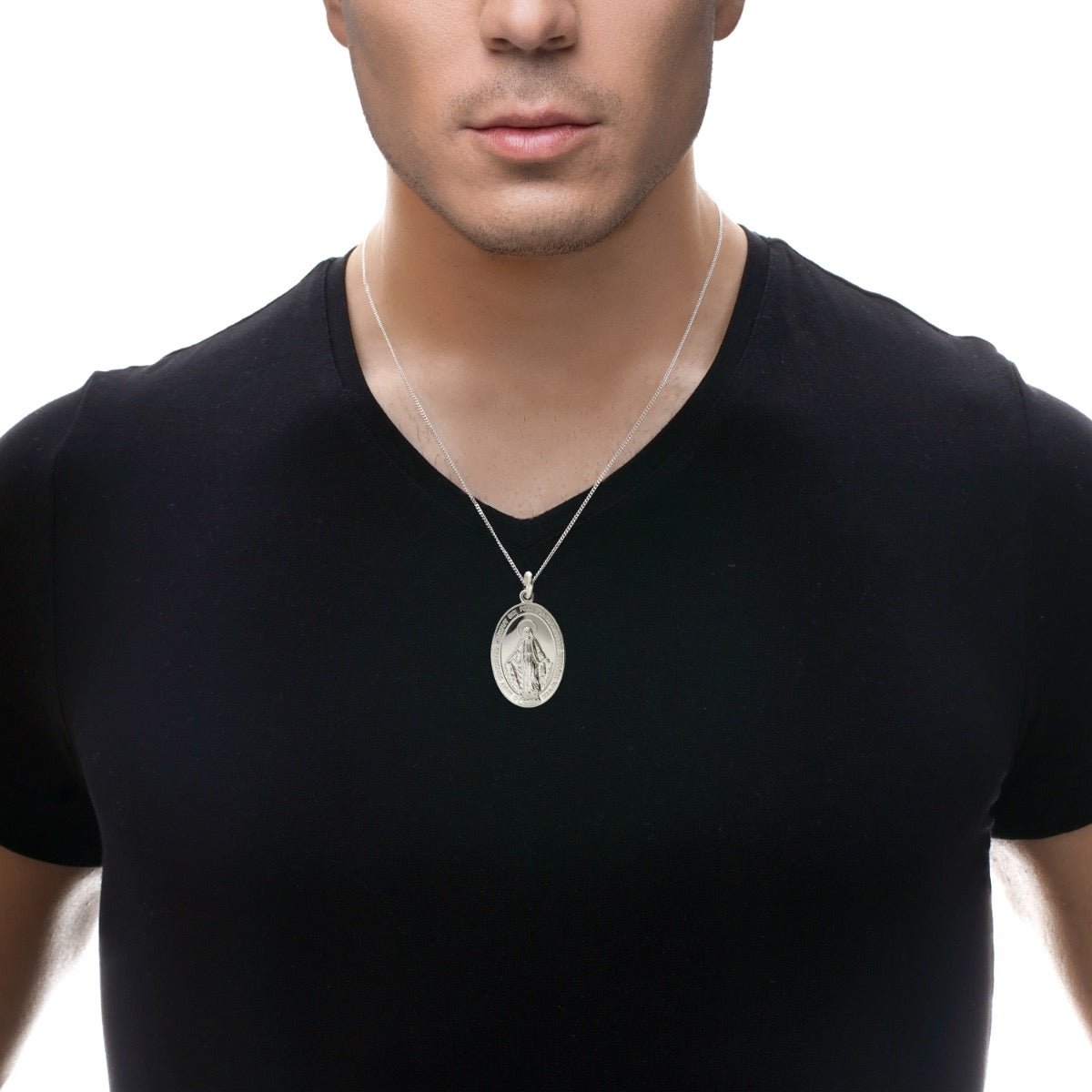 Sterling Silver Large Miraculous Medal And Optional Chain - Love Silver Jewellery