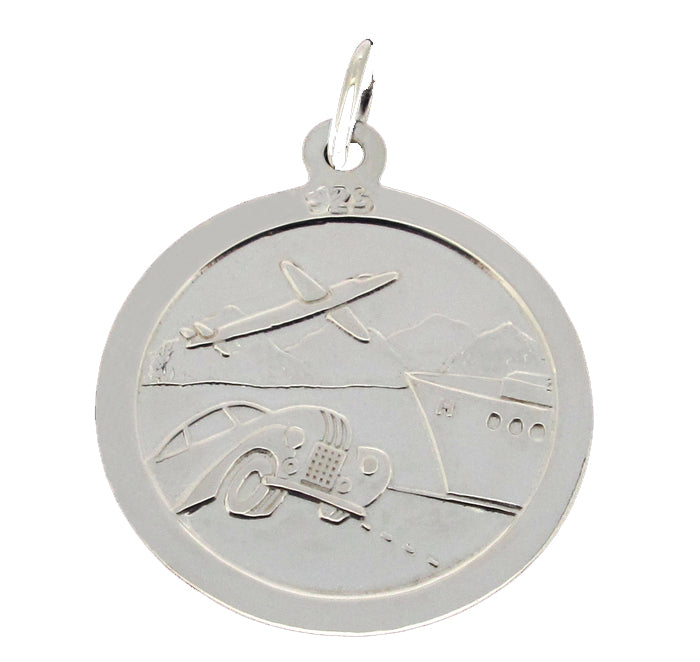 Sterling Silver Round Reversible St Christopher Pendant (Reverse Side)