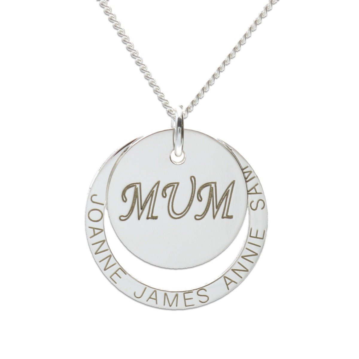 Sterling Silver Personalised Mum Pendant - Love Silver Jewellery