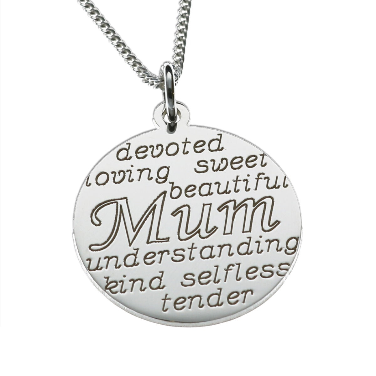 Sterling Silver Personalised Mum Pendant With Chain