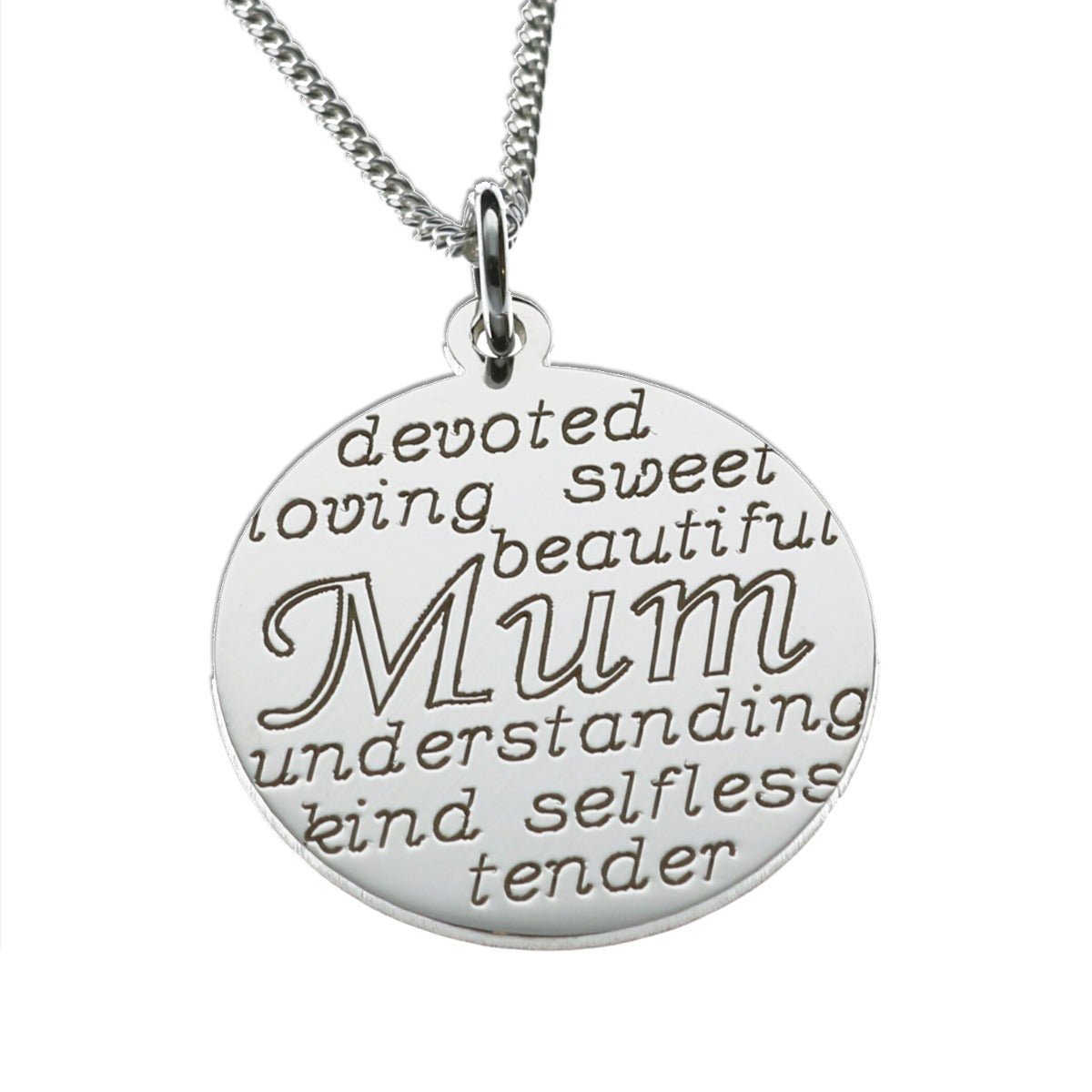 Sterling Silver Personalised Mum Pendant With Chain - Love Silver Jewellery