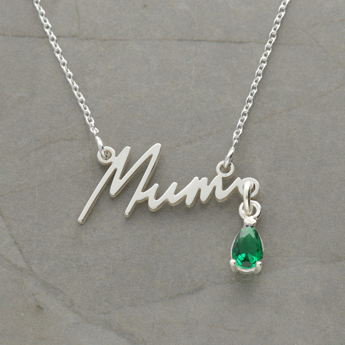 Sterling Silver Mum Signature Necklace With Birthstone - Love Silver Jewellery