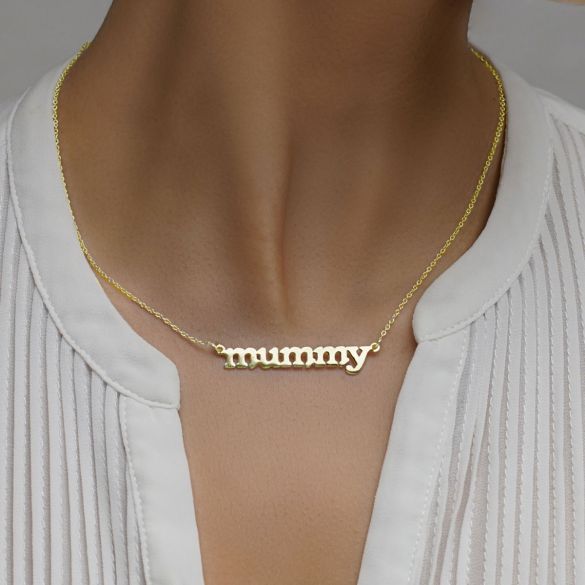 9ct Yellow Gold Mummy Name Necklace - Love Silver Jewellery