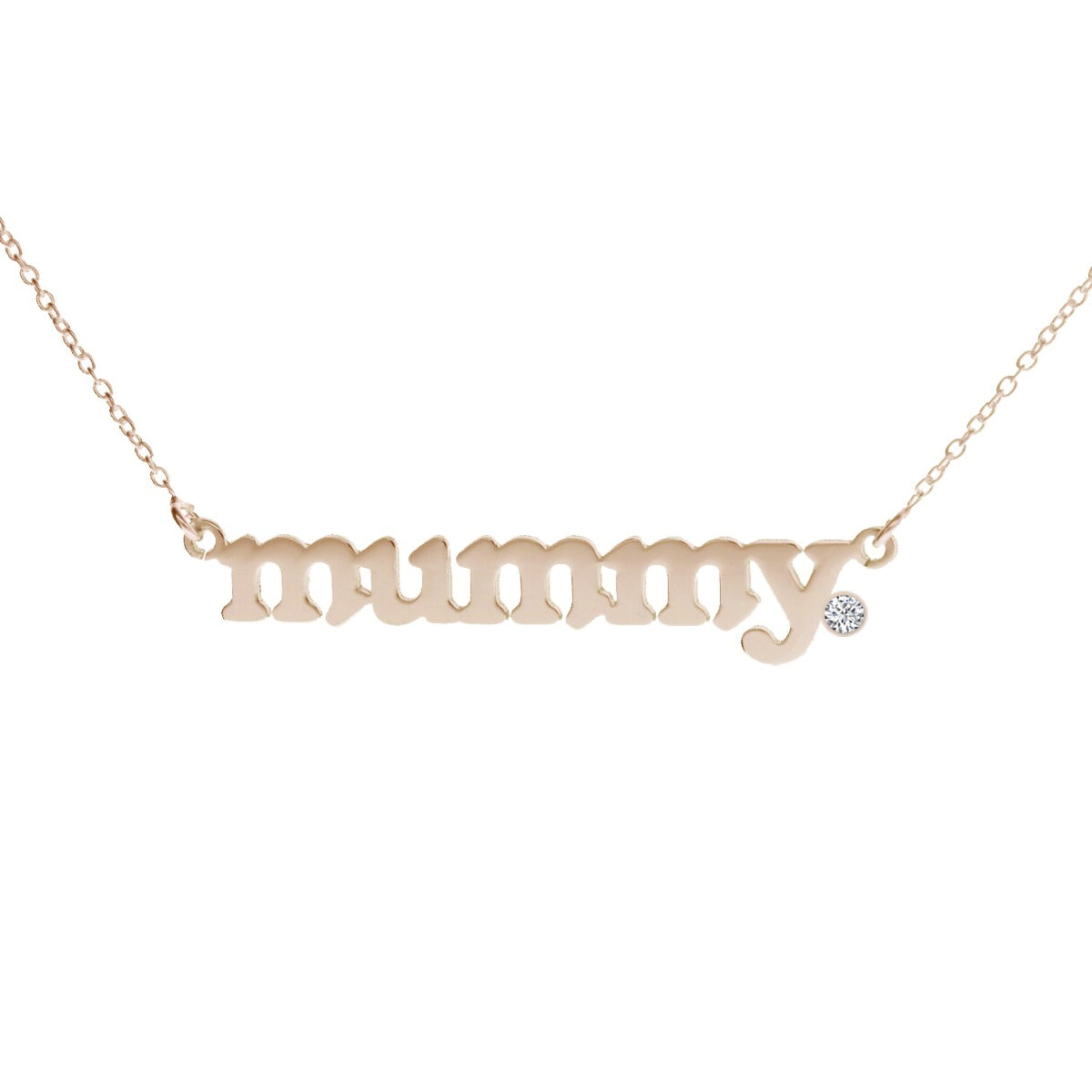9ct Rose Gold Vermeil Meghan Mummy Name Necklace With Crystal / Diamond