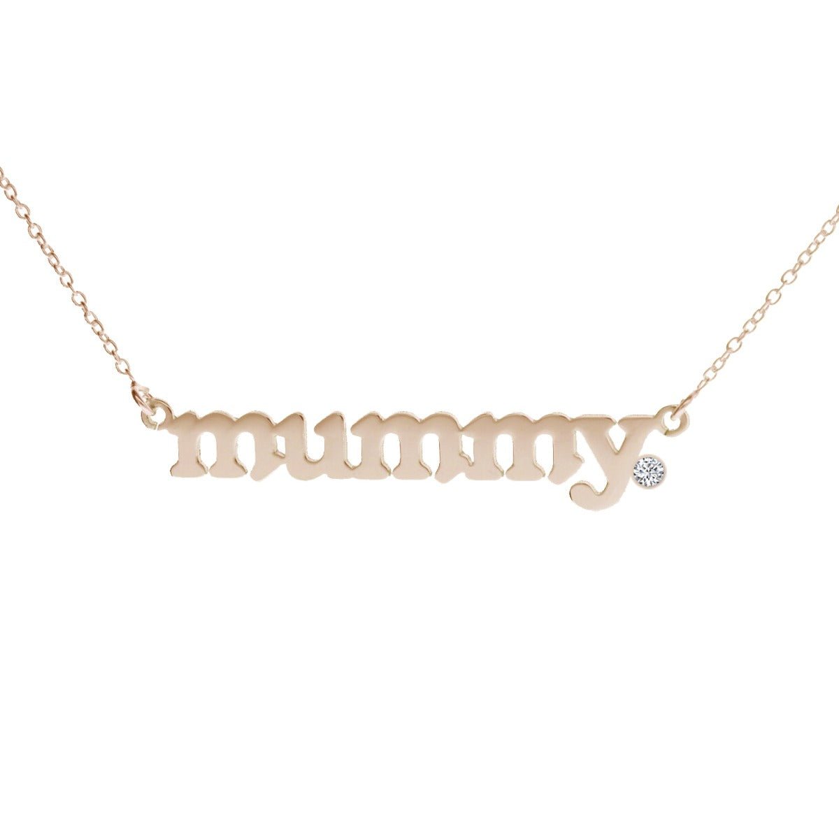 9ct Rose Gold Plated Mummy Name Necklace - Love Silver Jewellery