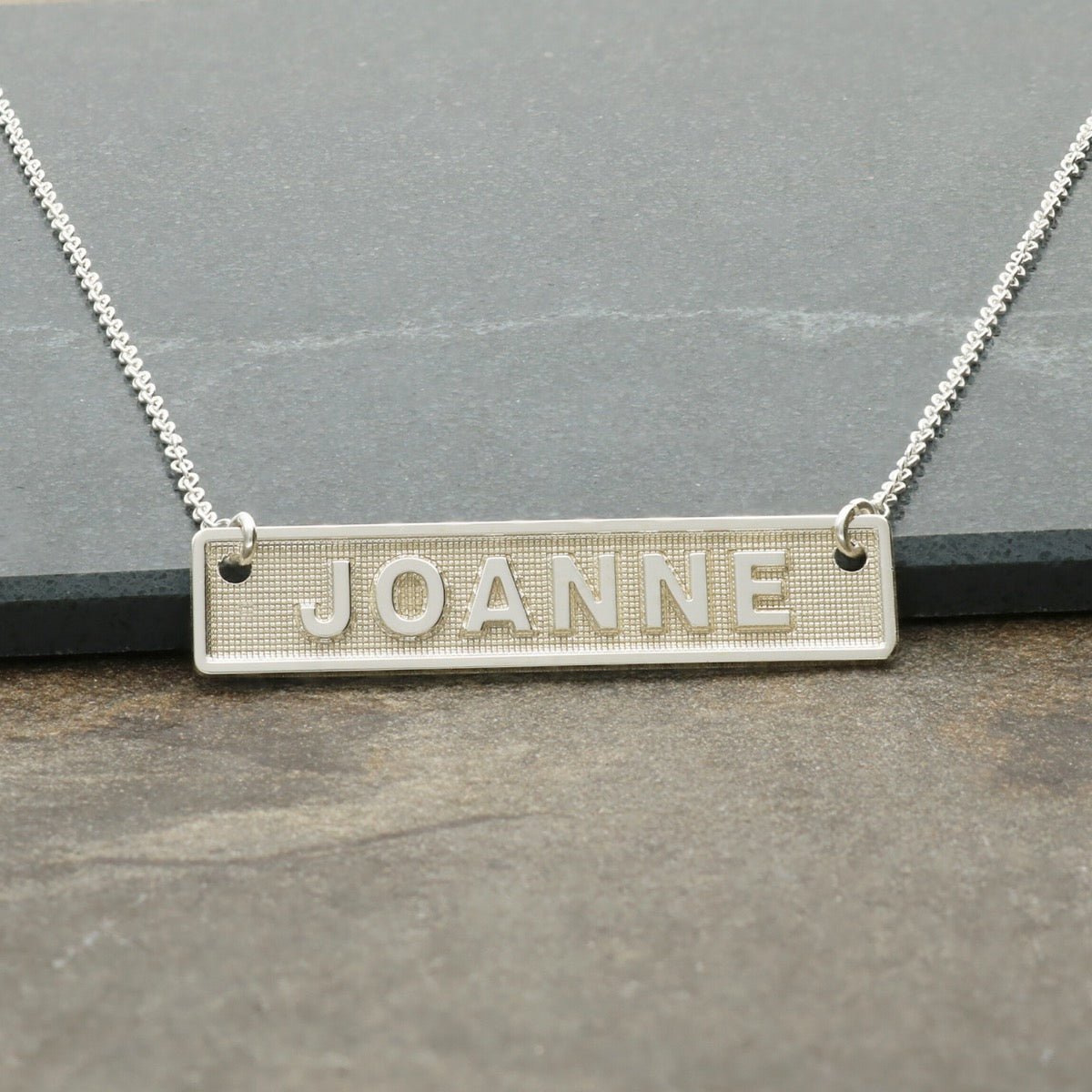 Sterling Silver Name Bar Tag Pendant 3D Block - Love Silver Jewellery