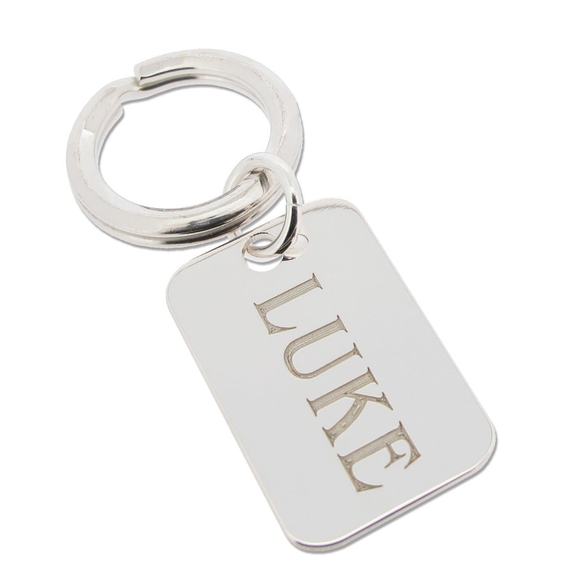 Sterling Silver Name Rectangle Keyring With Optional Engraving - Keyring - Love Silver Jewellery
