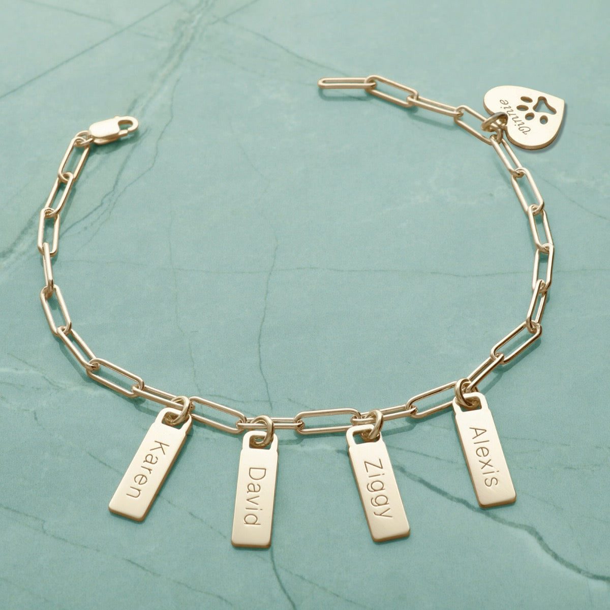 9ct Yellow Gold Vermeil Paper Clip Link Bracelet With Engraved Tag Options