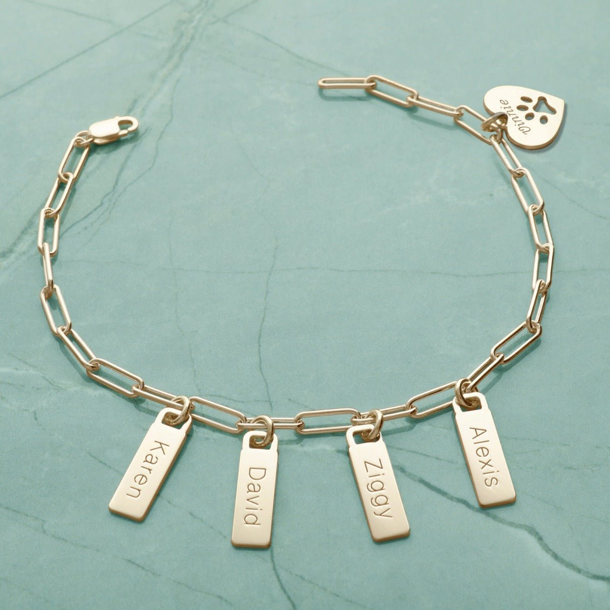 9ct Yellow Gold Plated Paper Clip Link Bracelet With Engraved Tag Options - Love Silver Jewellery