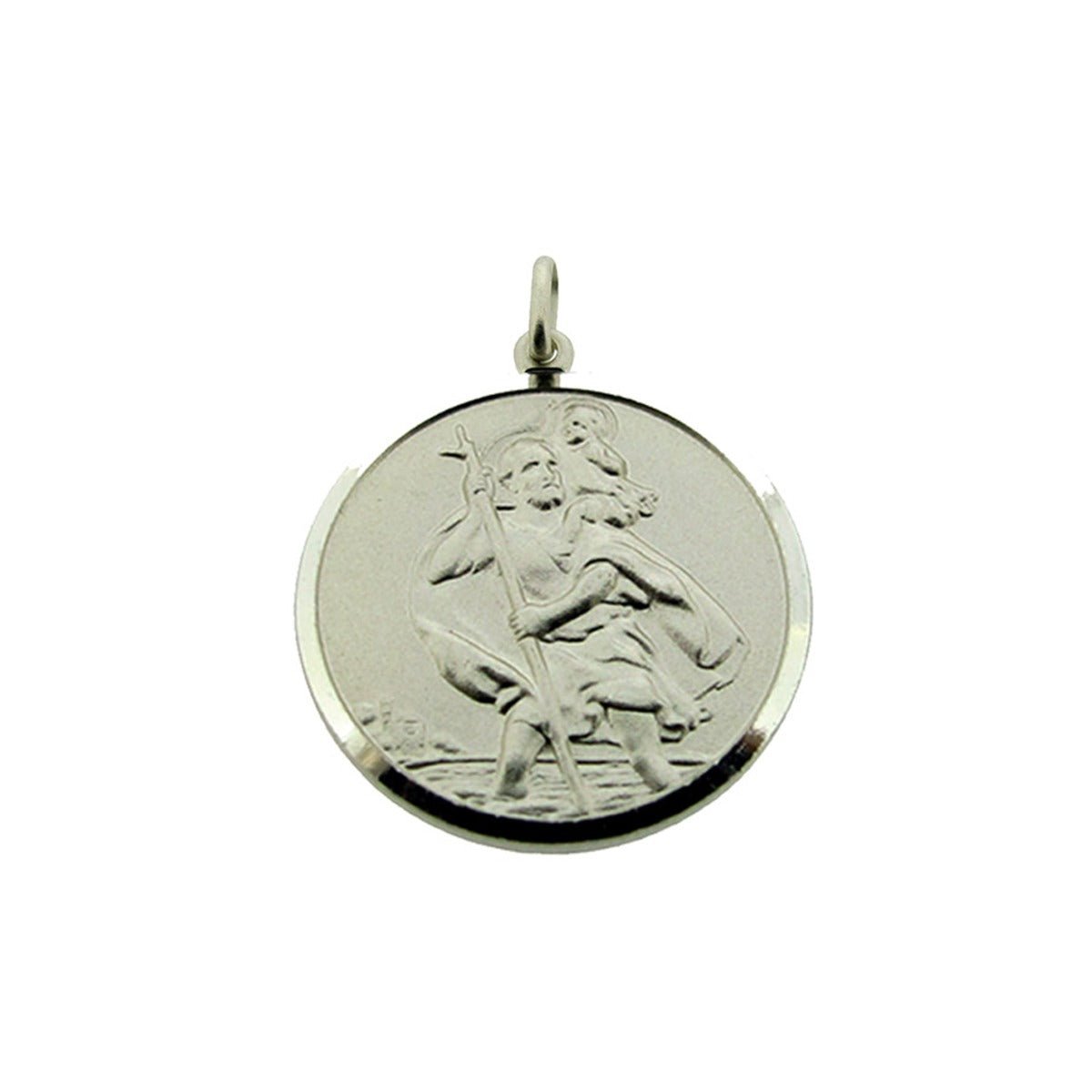 Sterling Silver 16mm St Christopher Pendant With Optional Engraving and Chain - Love Silver Jewellery