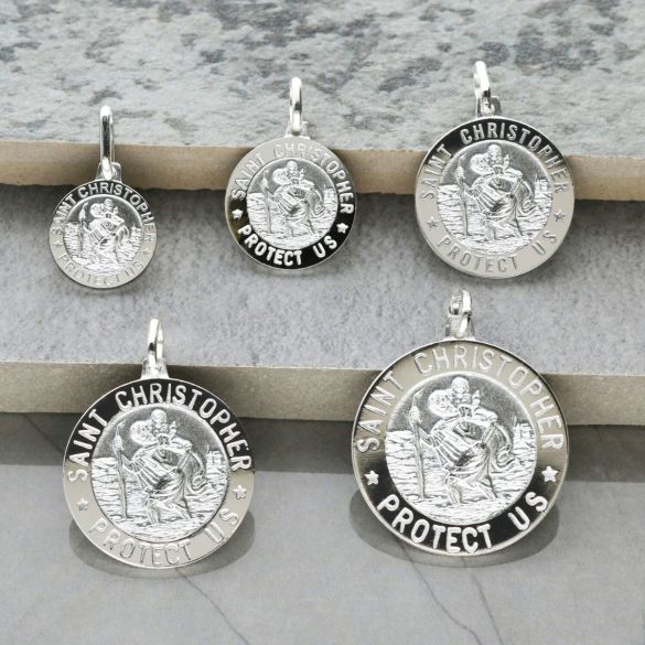 Sterling Silver 3D St Christopher Pendant Various Sizes With Optional Engraving & Chain - Love Silver Jewellery