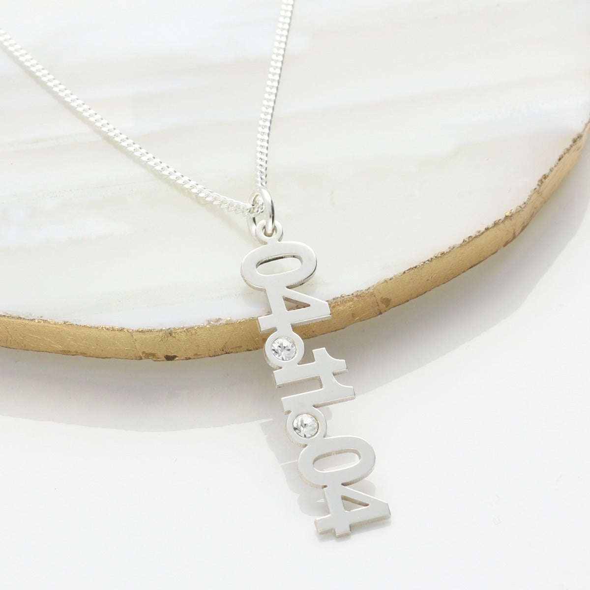 Sterling Silver Special Date CZ Set Pendant With Optional Chain